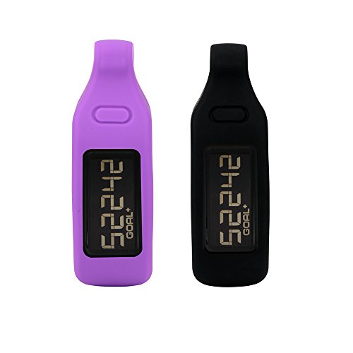 2pcs HYWRDYB Steel Belt Clip Holder Compatible with Garmin Vivofit 1 2,Soft Silicone Rubber Case Clasp Cover for Garmin vivofit 1/2(Tracker Not Included) (BlackPurple)