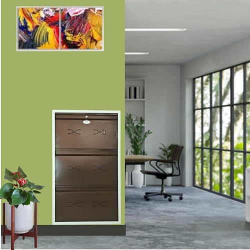 Image of I Double Decker Metal Shoe Rack I Single Lock I Wall Mounted I 3 Shelve (Brown Colour) I Coad LC 2DDL-03 BR I Height 43 Inches, Width 26 Inches, Depth 7.5 InchesI 3 Years Warranty.