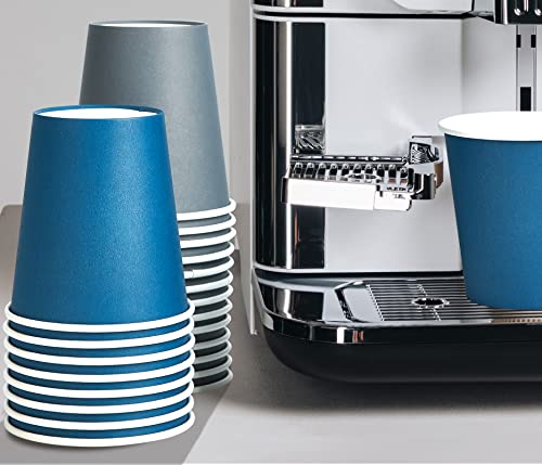 100 Pack 10 Oz Paper Coffee Cups,Disposable Coffee Cups With Lids, Drinking Cups For Cold/Hot Coffee, Water, Juice, Or Tea. Hot Paper Coffee Cups For Home, Restaurant, Store And Cafe.(Blue And Gray） #TOP3