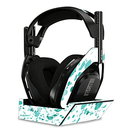Image of MightySkins Glossy Glitter Skin Compatible with Astro A50 Wireless Headphones + Base Station (Gen 4) - Teal Splatter | Protective, Durable High-Gloss Glitter Finish | Easy to Apply | Made in The USA