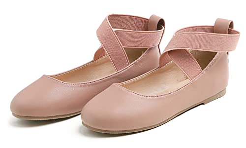 Feversole Elastic Belt Bailarinas Niña de Vestir   Zapatos Cómodos para Ceremonias   Ballet Flats Rosa Napa Cinturón 33