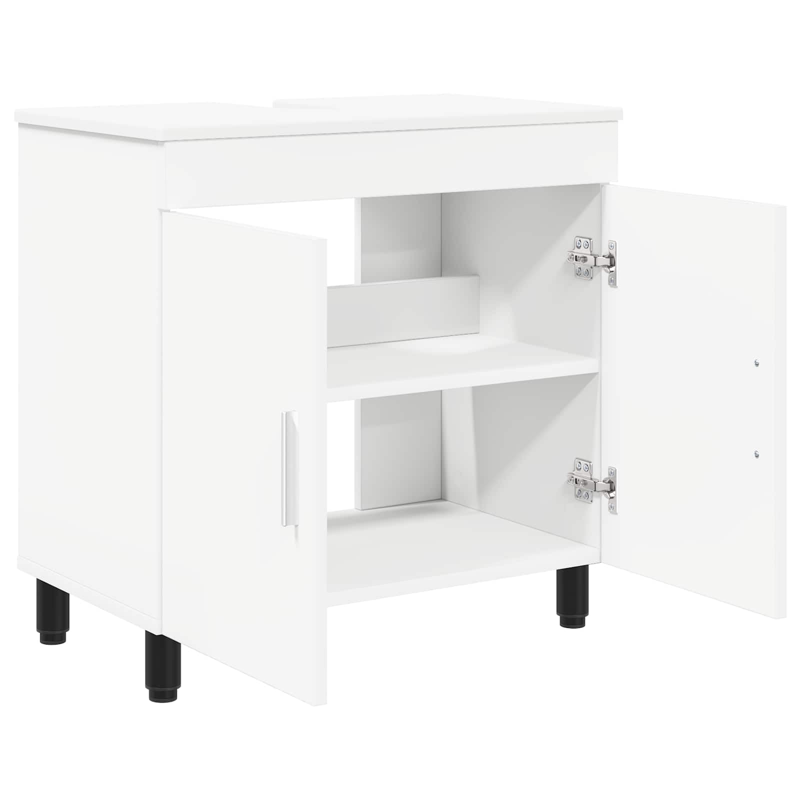 Lavabo in legno bianco, 60 x 35 x 60 cm, con molto spazio, porta reversibile, mensola e mensola per bagno, mobile sottolavabo, mobile da bagno, montaggio a parete, WC degli ospiti