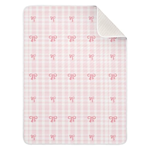 Pink Bow Baby Swaddle Blanket for Boys and Girls, Muslin Baby Receiving Swaddle Blanket, Soft Cotton Nursery Swaddling Blankets for Newborn Toddler Infant
