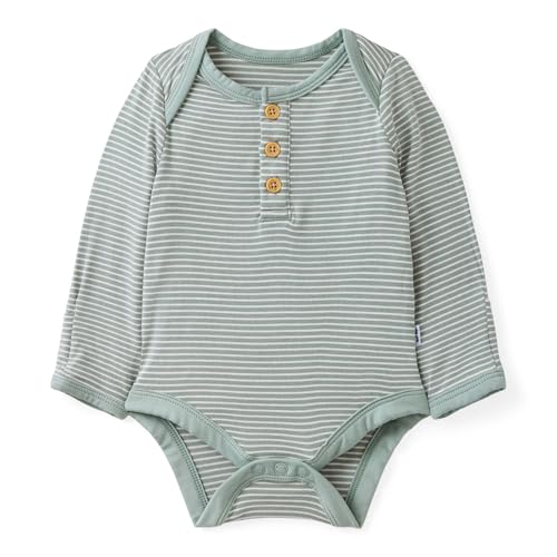 Image of Little Sleepies Henley Bodysuit, Soft Viscose from Bamboo Long Sleeve Bodysuit for Baby Boys & Girls, Baby Clothes