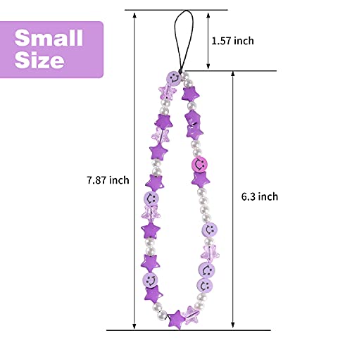 Phone Charm Lanyard, 1Pcs Smiley Face Beaded Phone Charm Strap Colorful Star Smiley Soft Ceramic Keychain For Women Girls #TOP2
