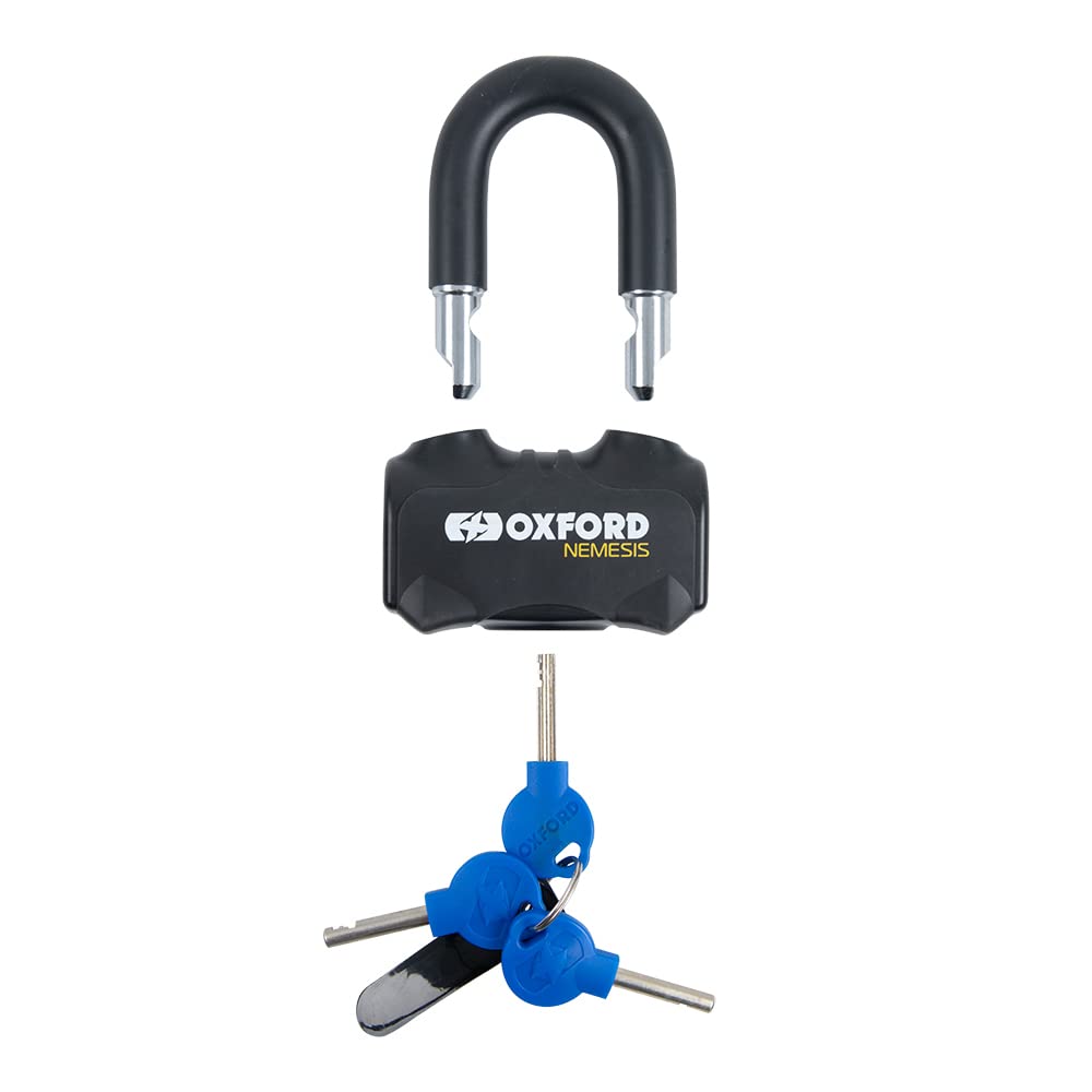 Oxford Nemesis LK474 Chaîne à maillons ronds et cadenas pour moto Noir 16 mm 2 m