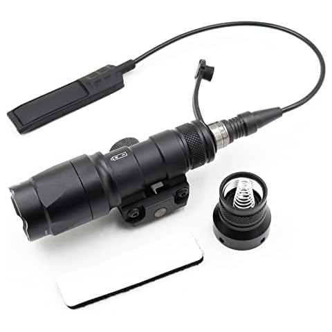 LThyzszb Tactical Picatinny Flashlight M300A Mini Light LED Whitelight with Strobe Weapon Light with Pressure Switch Tactical Flashlight 400 Lumens, Black Cover