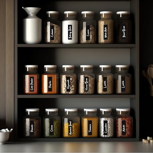 200 Chalkboard Labels for Containers, Removable Black Jar Labels Stickers with Chalk Marker, Reuseable Pantry Containers and Storage Bin Organization by SAVVY & SORTED - Used condition - Image 6