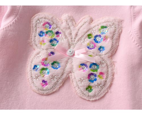 Image of Girl Pink Crewneck Sweaters Rainbow Sweater Knit Tops for 2-8 Years