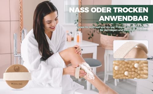 MAHLINÉ Anti-Cellulite Massagegerät mit Trockenbürste – Manuelles Faszienmassage Set für Beine, Po, Bauch & Arme – Hautstraffung & Lymphdrainage – Inklusive Baumwollbeutel