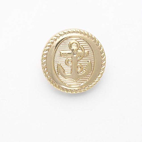 Simply Sew Crafty™ - Pack of 10 - Gold or Silver Colour Metal Military Uniform Anchor Sew on Shank Buttons (15mm Gold)