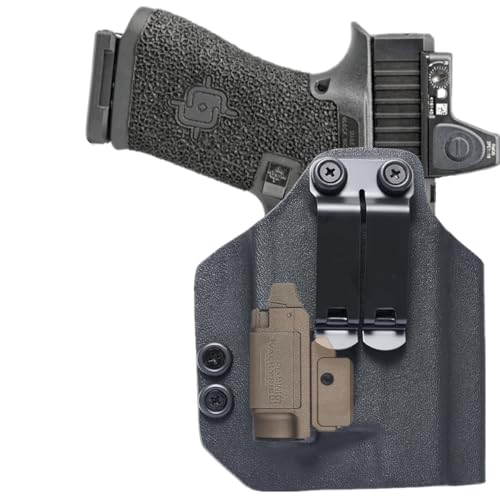 Kydex IWB Holster for Glock 43x 48 Mos G43X G48 Rail Compatible with Olight PL-Mini 3 Valkyrie 600 Lumens Tactical Flashlight Light Red Dot Reflex Sights Optics RMR Cut Concealed Carry