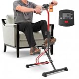 Heimtrainer Fahrrad, Reha-Heimtrainer für Senioren mit LCD-Display, Kompaktes Hand- und Fußtrainingsgerät für Physiotherapie und Fitness zu Hause (Rot)