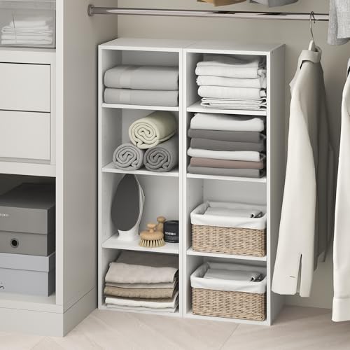 Image of Furinno PASIR 8-Tier Closet Organizers and Storage, Open Shelf, Storage Organizer, 12-Inch Width, for Closet, Bedroom, White