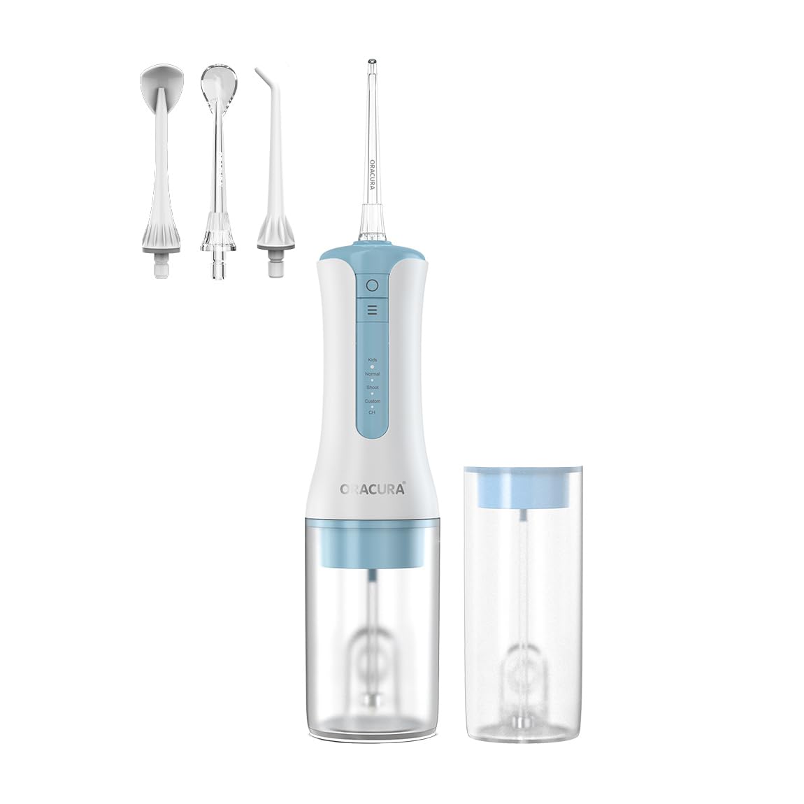 Oracura OC300 Lite Kids Parent Care Water Flosser for Teeth | 4 Modes, 300ml & 200ml Tanks with 4 Tips | Water Flosser for Adults & Kids with Braces (Blue)
