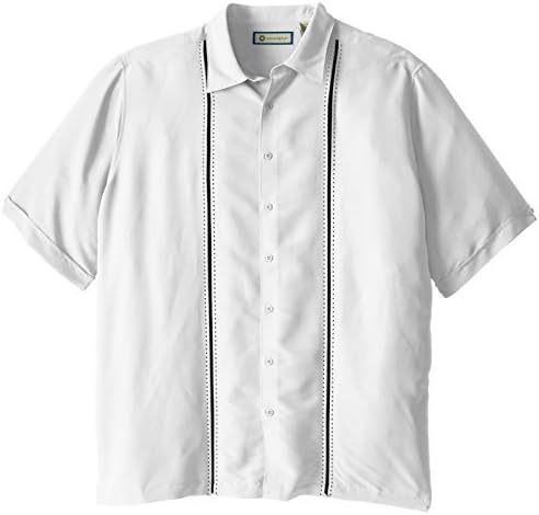 Havanera Men's Big-Tall Short Sleeve Point Collar Pickstitch Panels Shirt