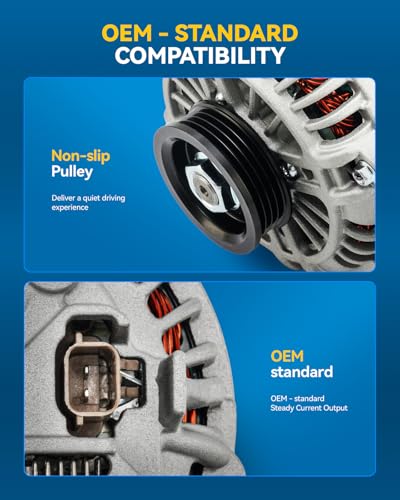 Image of PHILTOP NEW Alternator Compatible with Chrysler PT Cruiser 2001 2002, 13892N Alternator Replacement, 12V 120A CW S4 4-Groove Pulley, 90273265,N13892,5033177AB,5033177AA,13892,12496,2104177