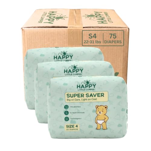 Image of Happy Little Camper Diapers, Size 4, 75 Ct, Totally Chlorine Free (TCF) | Soft, Secure & Absorbent with Up to 12-Hour Leak Protection for Day & Night
