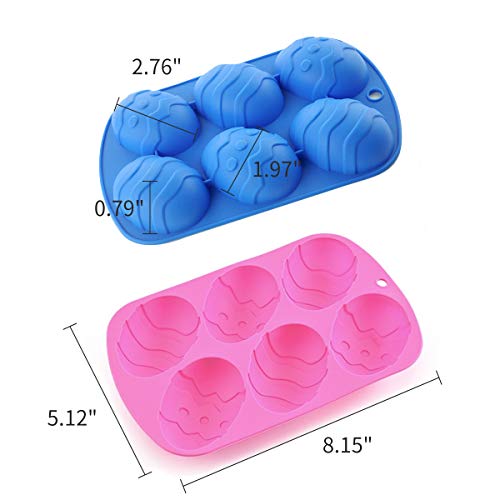 Akingshop Easter Egg Silicone Molds, Chocolate Easter Egg Baking Mold For Hot Chocolate Bombs And Breakable Egg Cocoa Shells, Great For Easter Chocolate Molds, Ice Cube, Chocolate, Candy. (Pink+Blue)