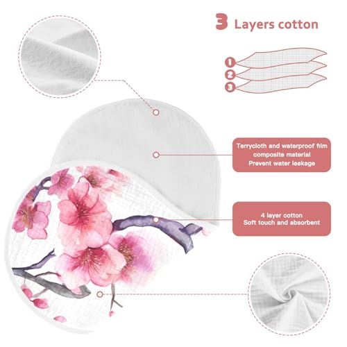 1 Pack Beautiful Cherry Blossoms Muslin Burp Cloths Cotton Absorbent Baby Burping Rags for Boys Girls Soft Newborn Burp Bibs, 22 x 11 Inch 5