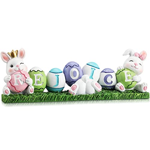 Yookeer-Easter-Decorations-Bunny-Rejoice-Table-Centerpieces-Colorful-Easter-Eggs-Bunny-Tabletop-Decorations-Inspirational-Spring-Rabbit-Figurines-for-Home-Living-Room-Bedroom-Holiday-Decor Yookeer Easter Decorations Bunny Rejoice Table Centerpieces Colorful Easter Eggs Bunny Tabletop Decorations Inspirational Spring Rabbit Figurines for Home Living Room Bedroom Holiday Decor
