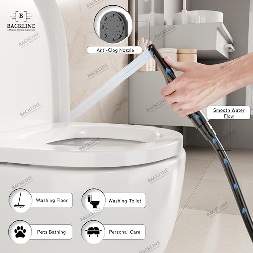 Image of Backline Premium Jet Spray for Toilet | Water Saving Health Faucet for Toilets | ABS Hand Gun with Hose Pipe 1.5 Meter and Wall Hook /Holder | Bathroom Bidet Spray