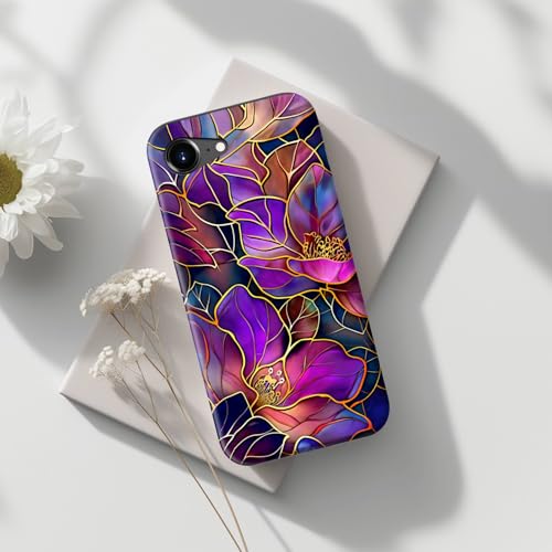 Image of Goodon for iPhone 16e Case Cute - Wireless Charging Compatible - Dual-Layer Hard Shell + Silicone Cover - Protective Phone Case with Trendy Designs for Women - Blooming Purple Flowers | Dual-Layer Hard Shell + Silicone, Slim Fit Protective Phone Cover with Wildflower Designs for Women Girls