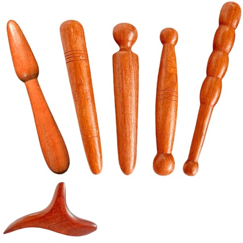 6 unidades de masajeador de punto gatillo, gatillo de punto gatillo de madera, masajeador muscular, rodillo de masaje, rodillo de masaje, masajeador de manos, ayuda de masaje para hombros, espalda,