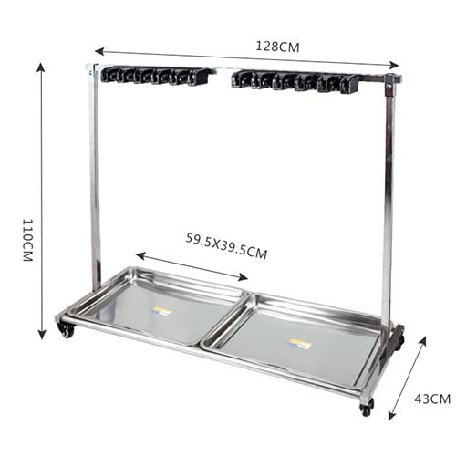 Supporto per scopa e mocio, da pavimento, in acciaio inox, per cucina, garage, giardino