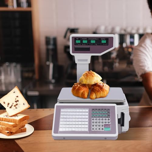 Báscula comercial digital con impresora y doble pantalla miniatura 3