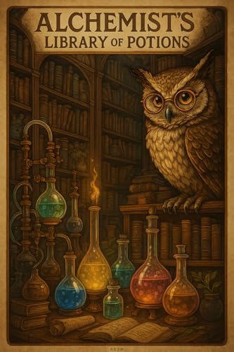 A Livraria Alquímica e os Livros de Poções – Pôster Ilustrado
