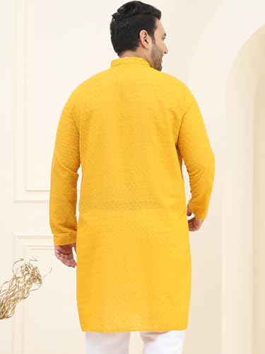 Image of SOJANYA Plus (Since 1958) Men's Silk Blend Embroidered Only Long Kurta