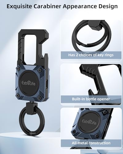 Image of ExtreLife Keychain, Works with Apple Find My, Bottle Opener, Carabiner Car Key Chains with Gps Tracker