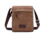 Berchirly Small Vintage Canvas+Leather Messenger Cross body bag Pack Organizer for Travel Hiking Climbing