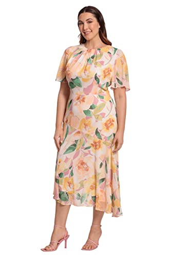 Image of Maggy London Women's Maggy London Women's Dresses Short Flutter Sleeve Fit and Flare Dress with Asymmetric Hem Tier