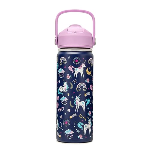 ACESAK 18oz Kids Insulated Water Bottle with Straw Lid 18/8 Stainless Steel