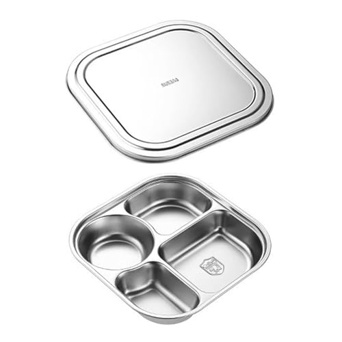 Sectioned Plates Mess Trays Practical Stainless Steel Camping Plates Divided Dishes For Convenient Meal Management