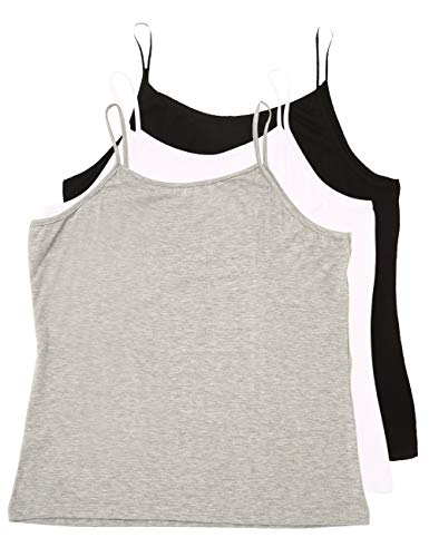 VIKIDEER 3 Pack Camisole for Women Plus Size Basic Undershirt Spaghetti Strap Cami Tank Top