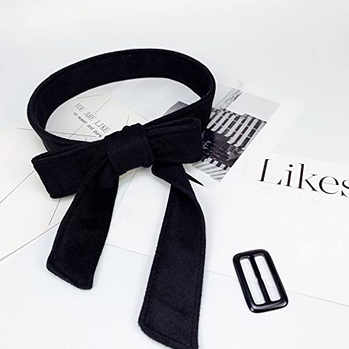 Women's Woolen Velvet Waist Belt Bow Tie-Closure Corset Wrap Around Corset Boho for Waistband2