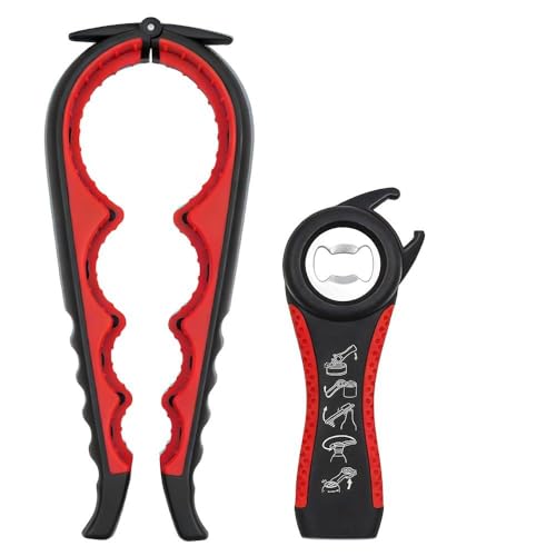 瓶の蓋 オープナー 蓋開け 瓶オープナー 蓋開ける道具 瓶の蓋 ふた開け楽ちん ダクション 2個セット レッド