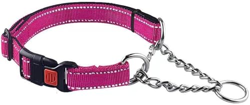 Ladfrol犬フォーク首輪ステンレスチェーン引張り訓練犬首輪訓練首輪の取り付けが簡単反射調節可能犬訓練首輪犬用品走行用品迅速解放ボタン付き小型/中型/大型犬の散歩、旅行、ファッションネックレスプレゼントキャンプに適している (ローズレッド,S)