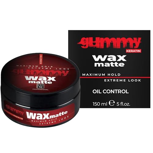 Gummy Professional Hair Wax with Keratin for Men – Matte Finish High Hold Men’s Wax – Texturizing Paste Flexing Molding Cream for Natural Styling – Barber-Grade Styling Product – 150 ml / 5.07 fl oz