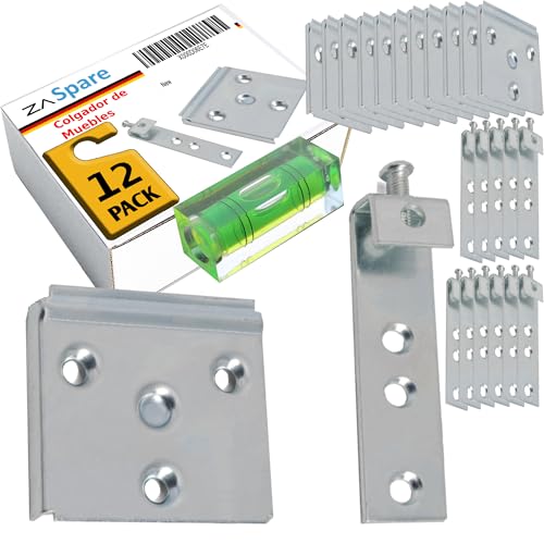 ZASPARE - Fixation Meuble Suspendu, Fixation Miroir Lourd, Cadre Lourd, Tête de Lit, Support Haut Cuisine, Accroche Tableau Lourd. (Pack 12)