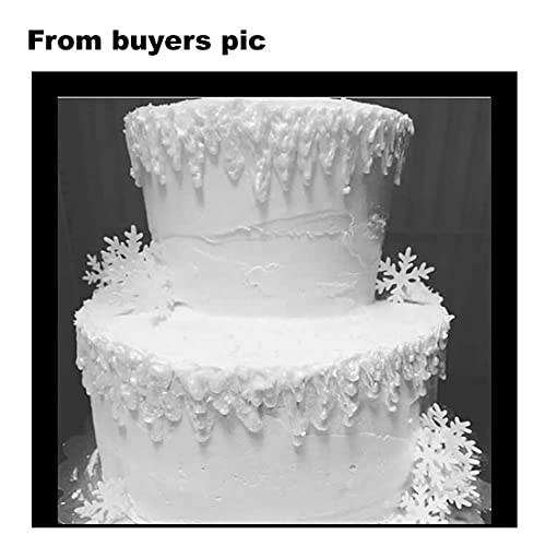 GEORLD 48pcs White Edible Cupcake Snowflakes Cake Toppers Decoration for Winter Frozen Theme Party