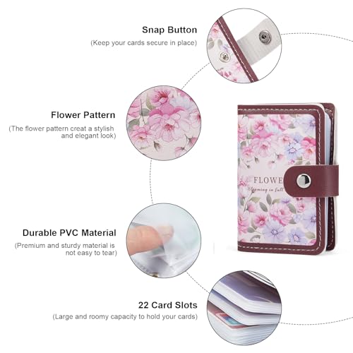 Image of RNIEGA Card Holder for Women Small Womens Wallet Vegan Leather RFID Blocking Transparent Card Case with 22 Slots