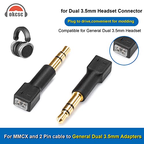 Adaptador de 2 pines hembra a 3.5mm macho para auriculares miniatura 2