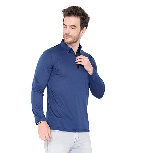 Image of Men's Cotton Blend Full Sleeve Zip Neck Polo T-Shirt (Pack of 1)