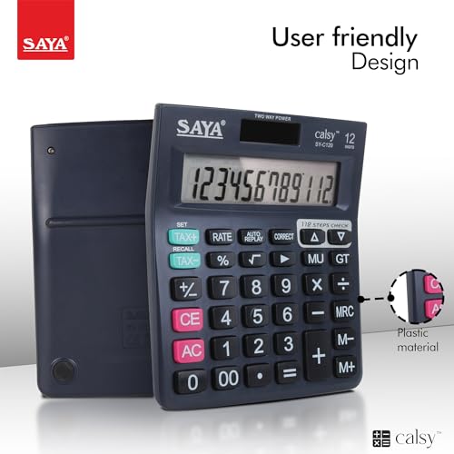 Image of Saya SY-C120 Check and Correct Classic Desktop Calculator | Ergonomic Design - Ideal for Office Supplies | School Supplies| 3 Year Warranty