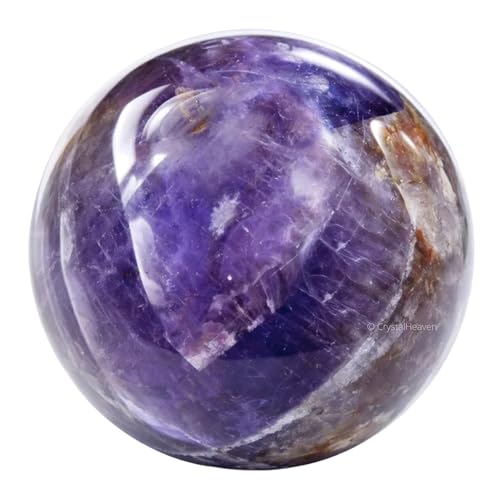 Image of Certified Amethyst Chevron Crystal Ball for Meditation | Premium Crystal Vastu Items for Home and Feng Shui Items for Good Luck - Pooja Supplies and Spiritual Practices (1.5 inch Inch)