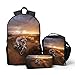 Giwawa Cool Dirt Bike Motocross School Backpacks for Teen Boys Motorcycle Vehicle in Desert Backpack School Bookbag Set Lunch Bag Pencil Case